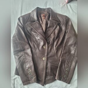 Danier Dark Brown Leather Blazer Jacket